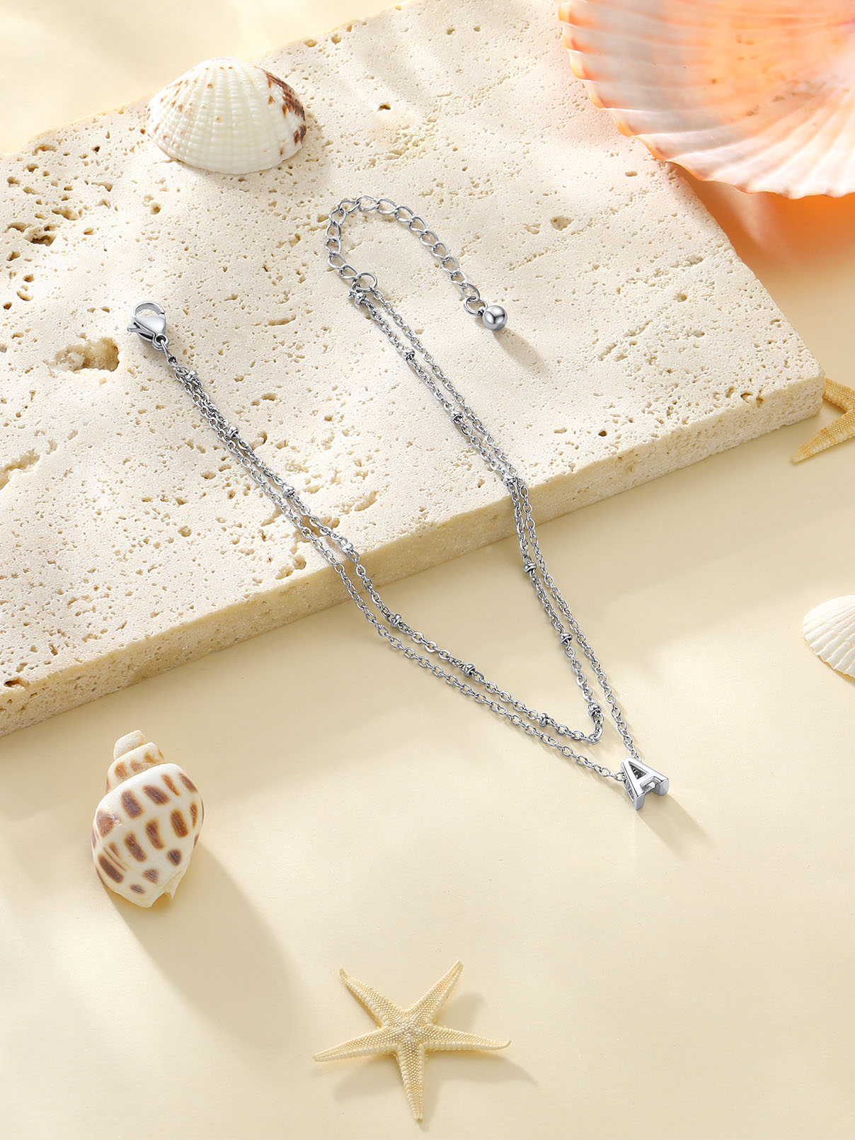 thumbnail video image 2 of FaithHeart Initial T Ankle Bracelets for Women, Waterproof Initial Anklets Non Tarnish Stainless Steel Layered Anklet Summer Beach Foot Jewelry Gift for Sister Friends, 2 of 8