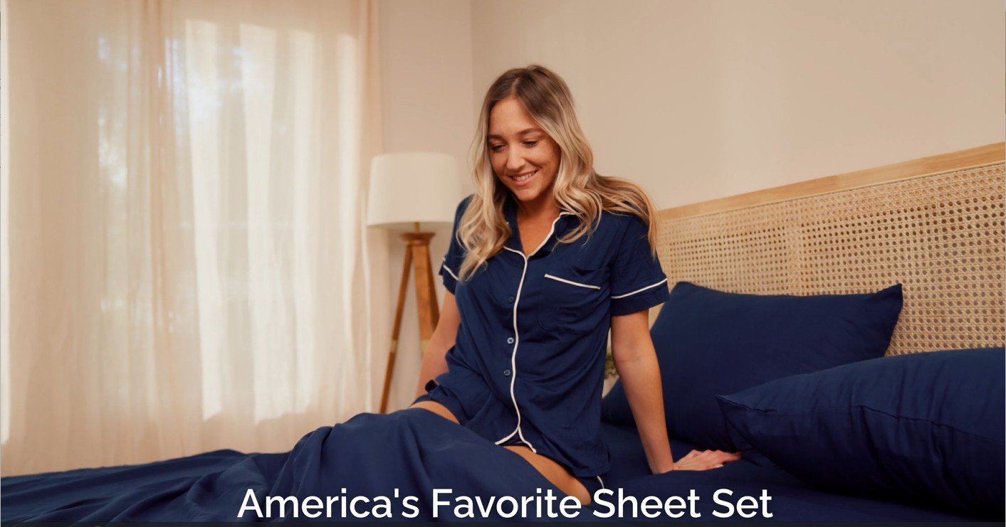 thumbnail video image 2 of CGK Linens 5-Piece Ultra Soft & Comfy Hotel Luxury Sheet Set - Split King Size Cooling Bed Sheet Fits 8"-16" Mattresses, Spa Blue, 2 of 7