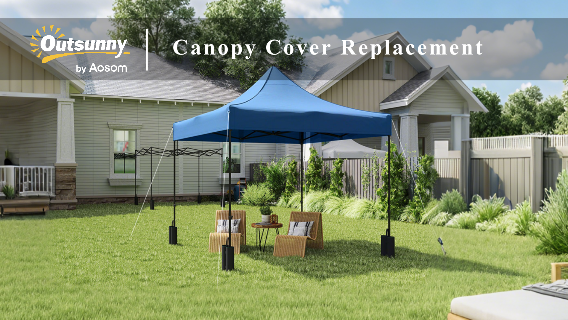 thumbnail video image 2 of Outsunny 10' x 10' Canopy Cover with Weight Bags, UPF50+ Pop Up Canopy Replacement Top, Navy Blue, 2 of 10