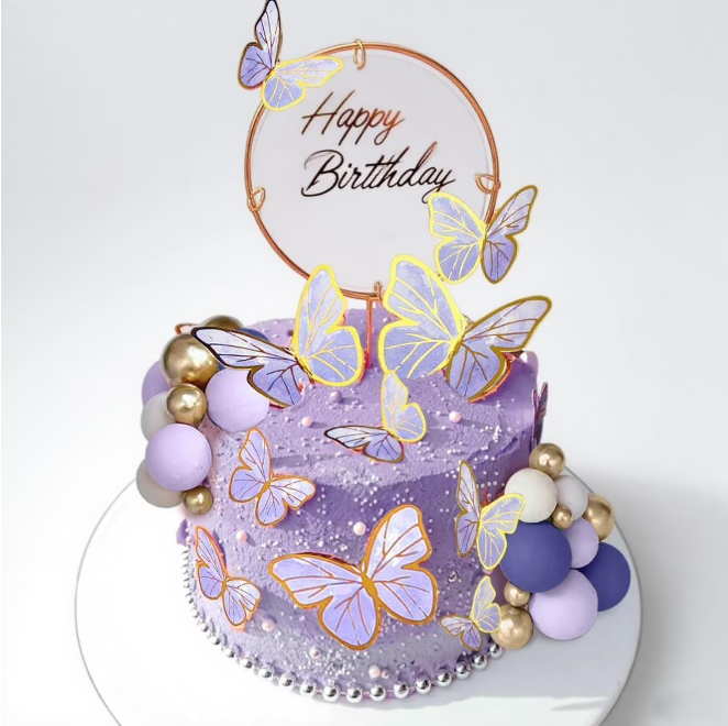 thumbnail video image 2 of Purple Butterfly Colorful Ball Cake Decoration Set 43 Pieces Multi-size Insert Rod Baking Decoration Accessories, 2 of 7