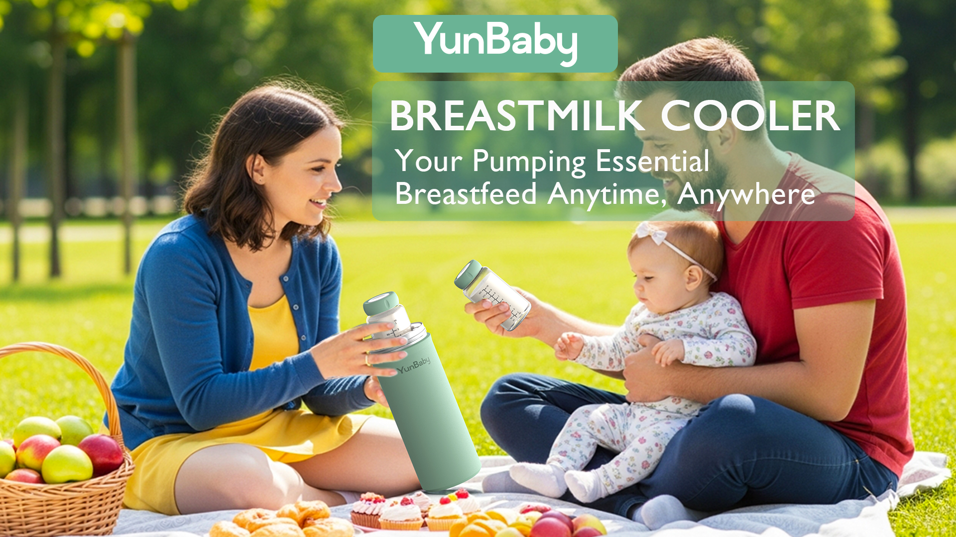 thumbnail video image 2 of YunBaby 22oz Portable Breast Milk Cooler with Ice Pack, 30-Hour Cooling, Includes 2 Storage Bottles, Travel Essential, 2 of 10