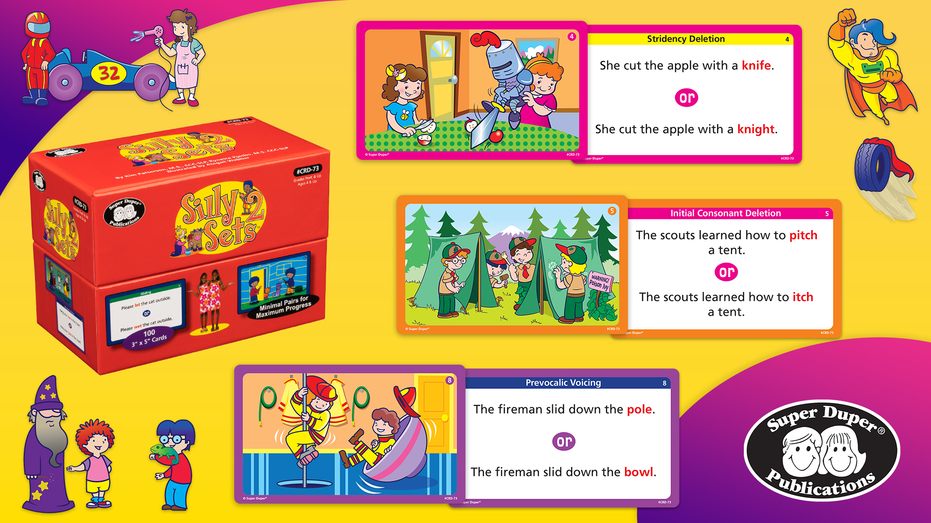 thumbnail video image 2 of Super Duper Publications Illustrated Flash Cards Minimal Pairs for Maximum Progress Silly Sets 2 Box, 2 of 10
