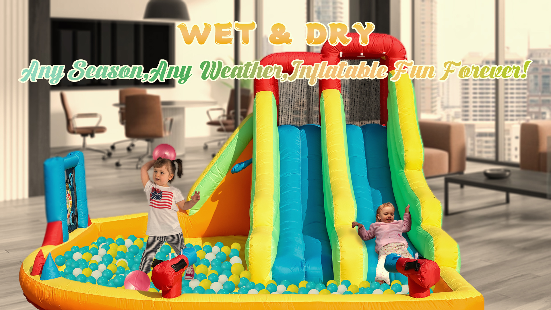 thumbnail video image 2 of Relunch 14.5FT Inflatable Bounce House with Slide, Ball Pool & Basketball Hoop, Kids Jumping Castle with Blower for Outdoor Indoor Play, 2 of 12