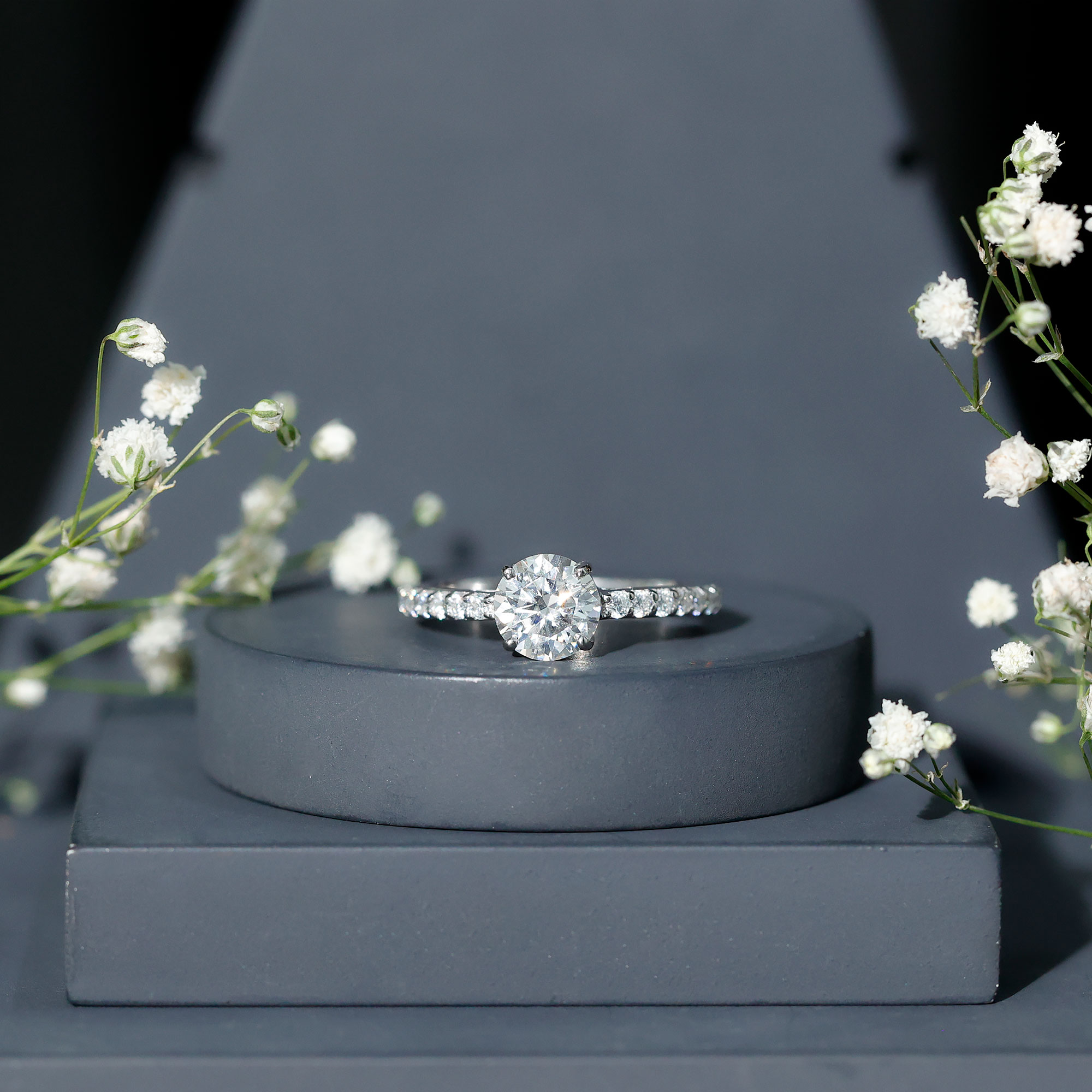 thumbnail video image 2 of Rosec Jewels Certified Moissanite Round Engagement Ring 2 Ct - Moissanite Solitaire Ring - 8 mm - D-VS1 Grade - With Jewelry Box, 925 Sterling Silver, US 4.00, 2 of 9