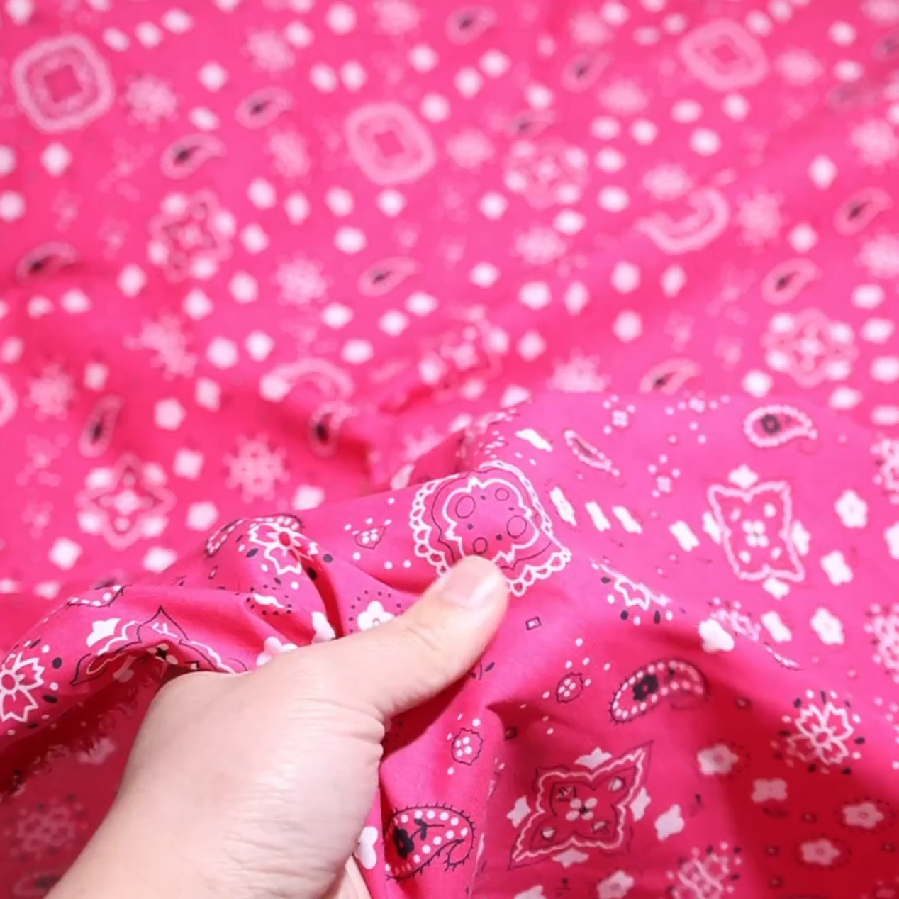 thumbnail video image 2 of Bandana Paisley Print Cotton Broadcloth 60" Wide Sold By The Yard - Grey, 2 of 4