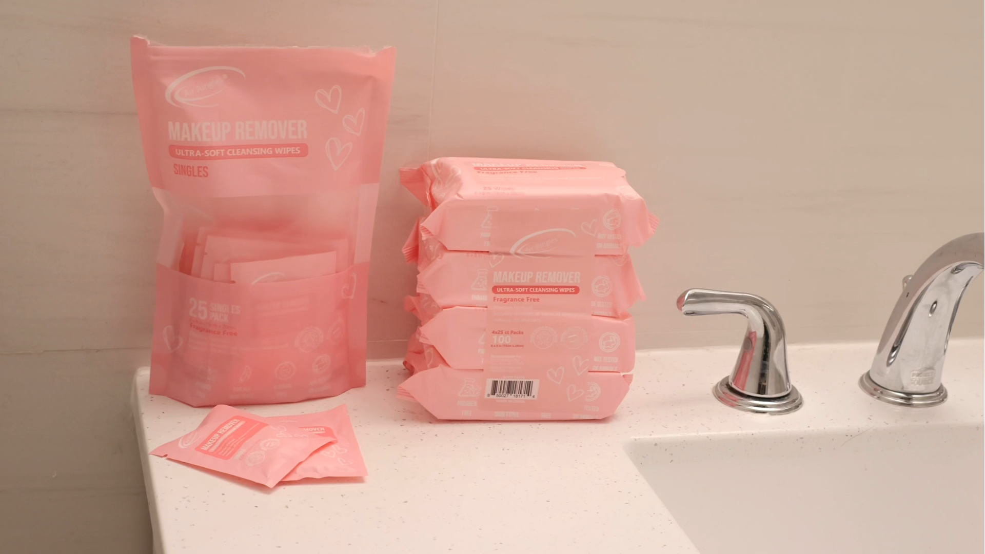 thumbnail video image 2 of Air Jungles Makeup Remover Wipes Singles 25 Count (Pack of 3), Gentle Removes Makeup and Oil, 2 of 8