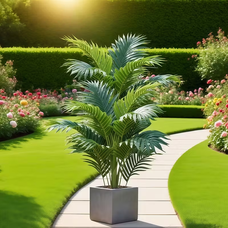 thumbnail video image 2 of 2 pieces artificial Plants green palm trees, suitable for outdoors, home decoration, garden terrace courtyard living room wedding hotel decoration, suitable for Easter, St. Patrick's   Decorative, 2 of 12