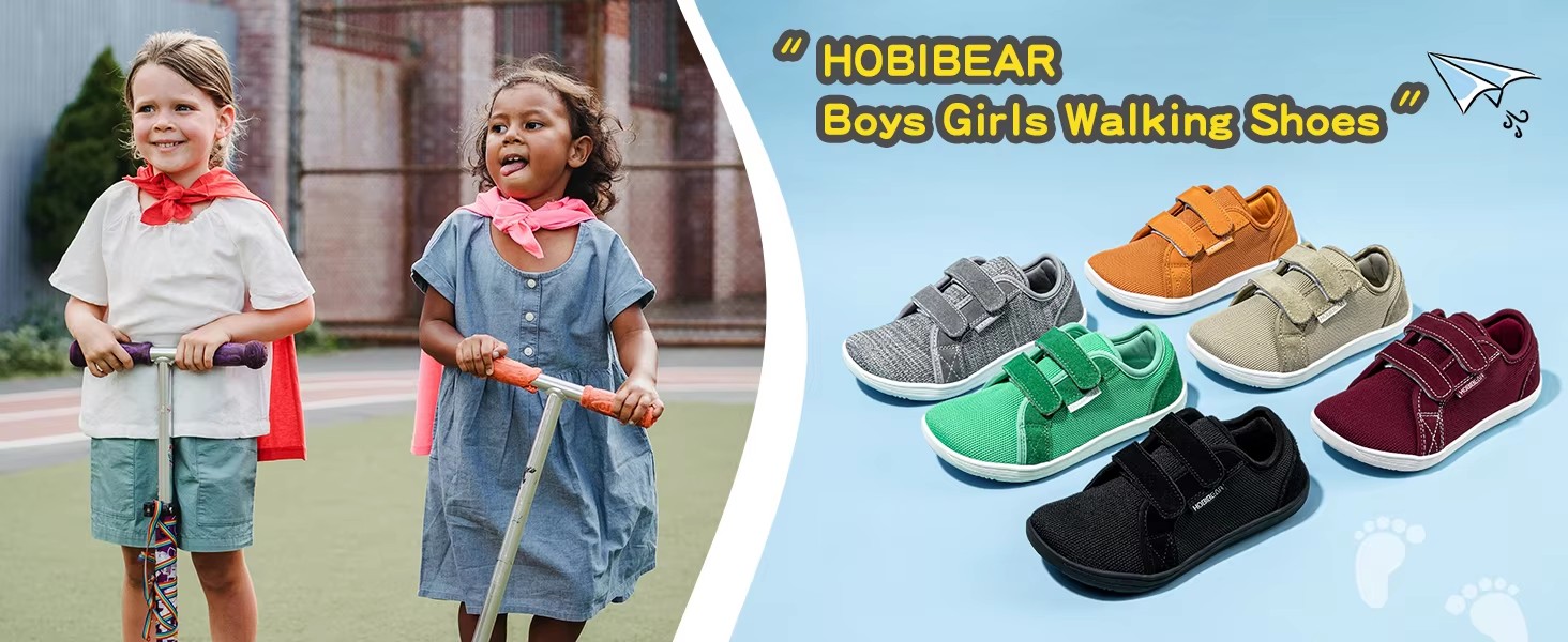 thumbnail video image 2 of HOBIBEAR Wide Toe Box Barefoot Shoe For Toddler, Non-Slip Zero Drop Minimalist Sneakers, 2 of 7