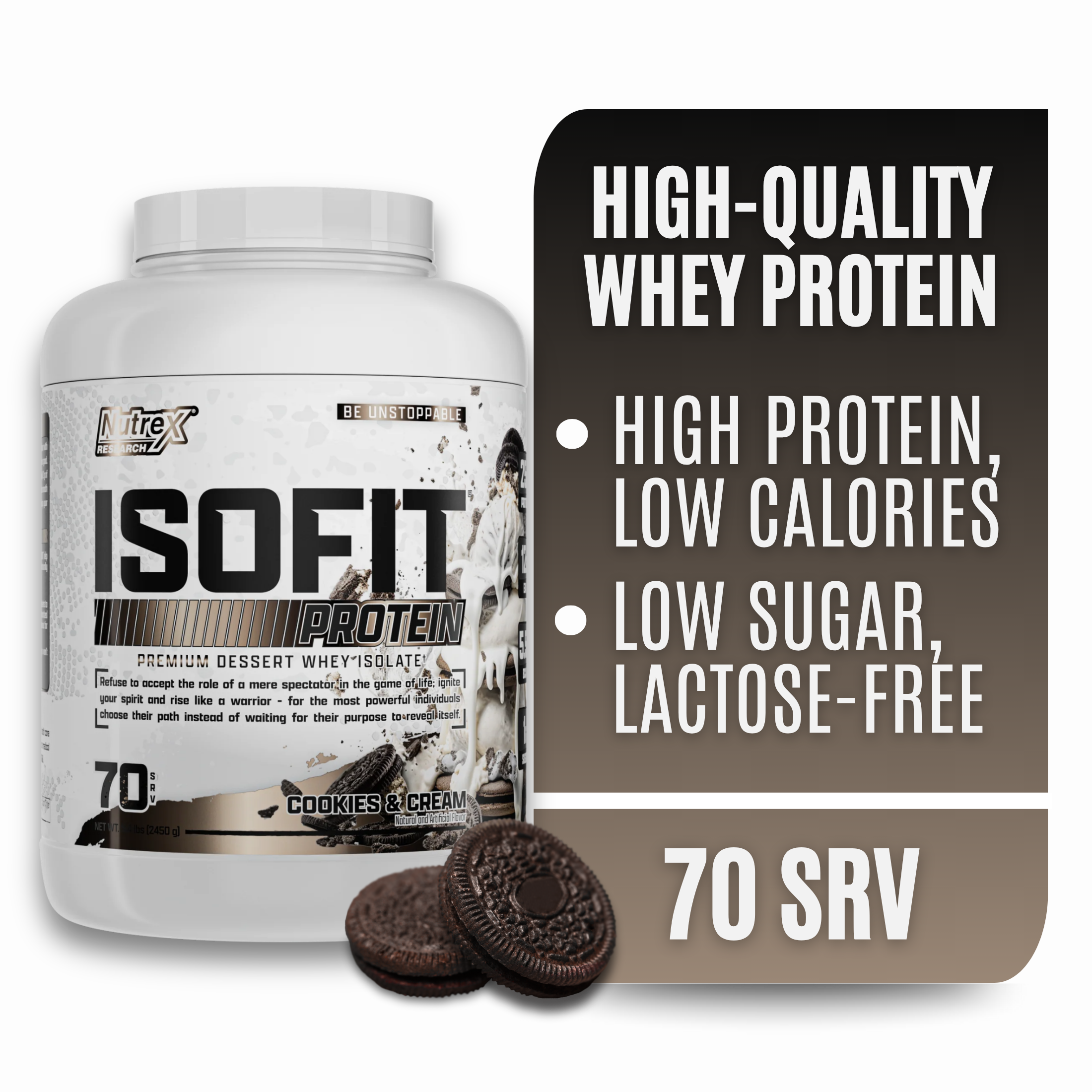 thumbnail video image 2 of Nutrex Research IsoFit Cookies and Cream Whey Protein Isolate Powder 70 Servings, 2 of 11