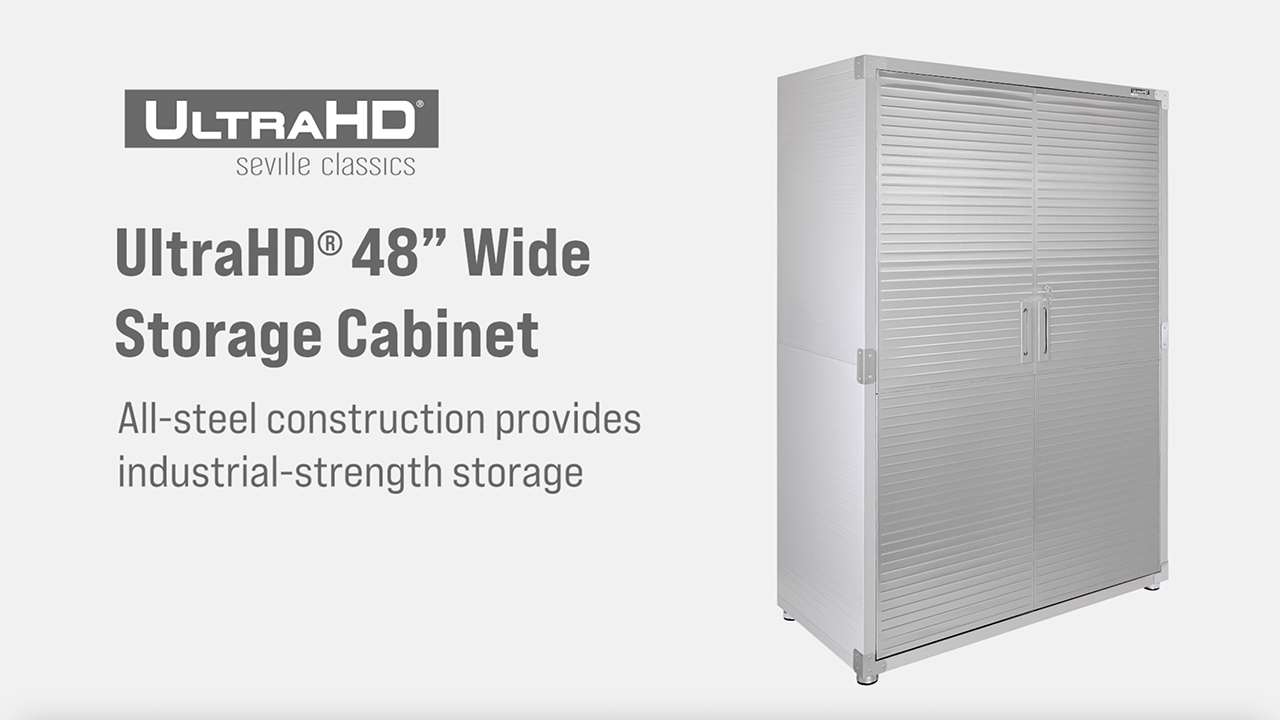 thumbnail video image 2 of Seville Classics UltraHD Steel Storage Cabinet, Graphite, 2 of 16