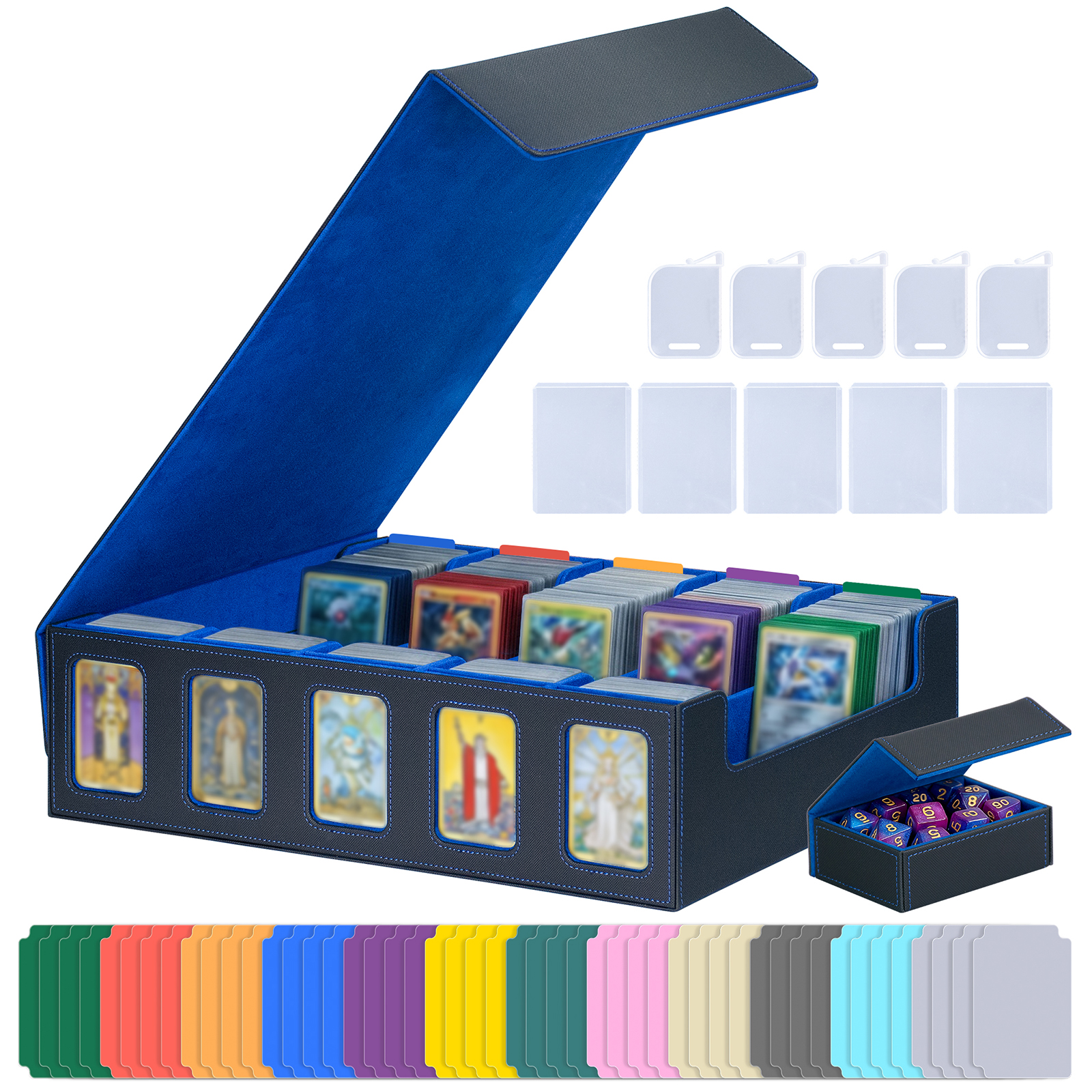 thumbnail video image 2 of DQQKMM Trading Card Storage Box, 3900+ Deck Box with Commander Display, Organizer for MTG TCG Sports Cards, Includes Dice Tray, Dividers & Top Loaders, 2 of 9