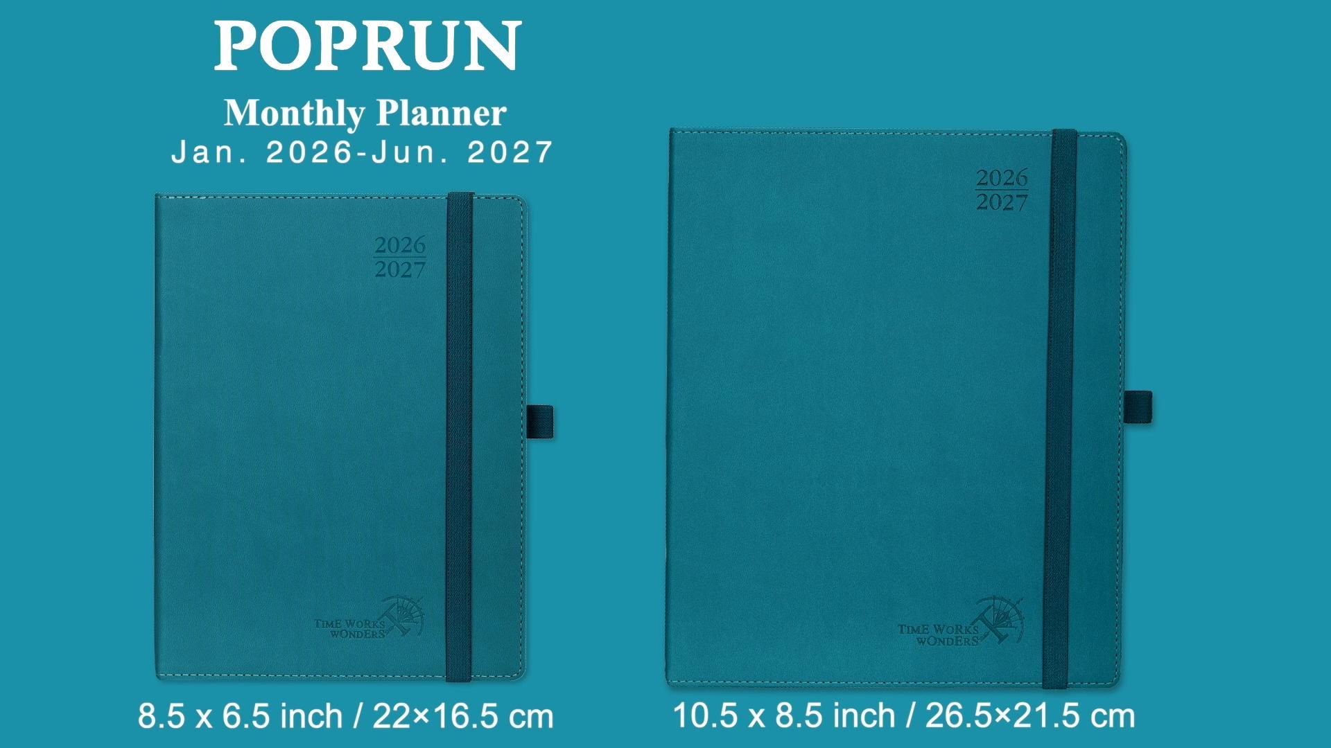 thumbnail video image 2 of POPRUN Monthly Planner 2026-2027, Jan.2026 - Jun.2027, Medium - 6.5" x 8.5" , 18-Month Calendar Book, Calendar Planner with Monthly Tabs, Storage Pocket, Soft Cover, 100 GSM Paper - Night Sky Blue, 2 of 6
