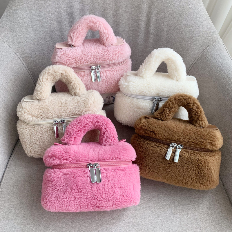 thumbnail video image 2 of Sunyuer Women Faux Fur Handbag, Soft Plush Mini Bag, Cute Fluffy Top Handle Purse with Detachable Adjustable Strap, Fashion Shoulder Crossbody Bag for Fall Winter, 2 of 8