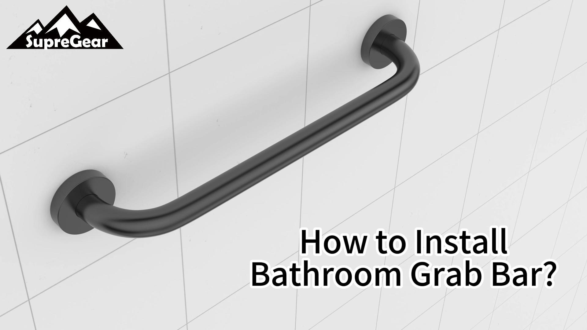 thumbnail video image 2 of SupreGear 12" Bathroom Grab Bar, 201 Stainless Steel, Non-Slip Black Wall Mounted Rail, 2 of 8