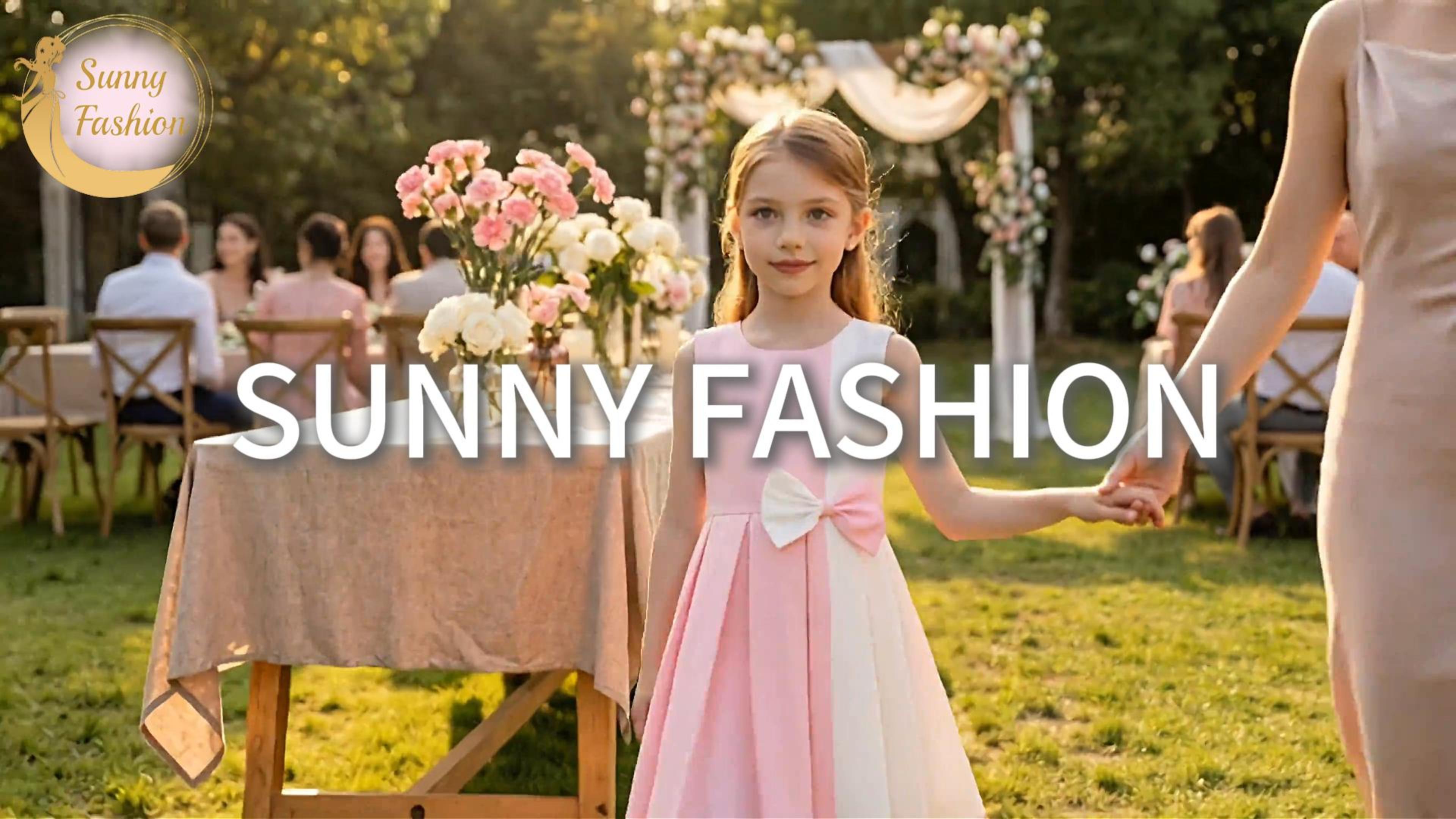 thumbnail video image 2 of Sunny Fashion Girls Dress Color Block Contrast Bow Tie Party Dress 6, 2 of 10