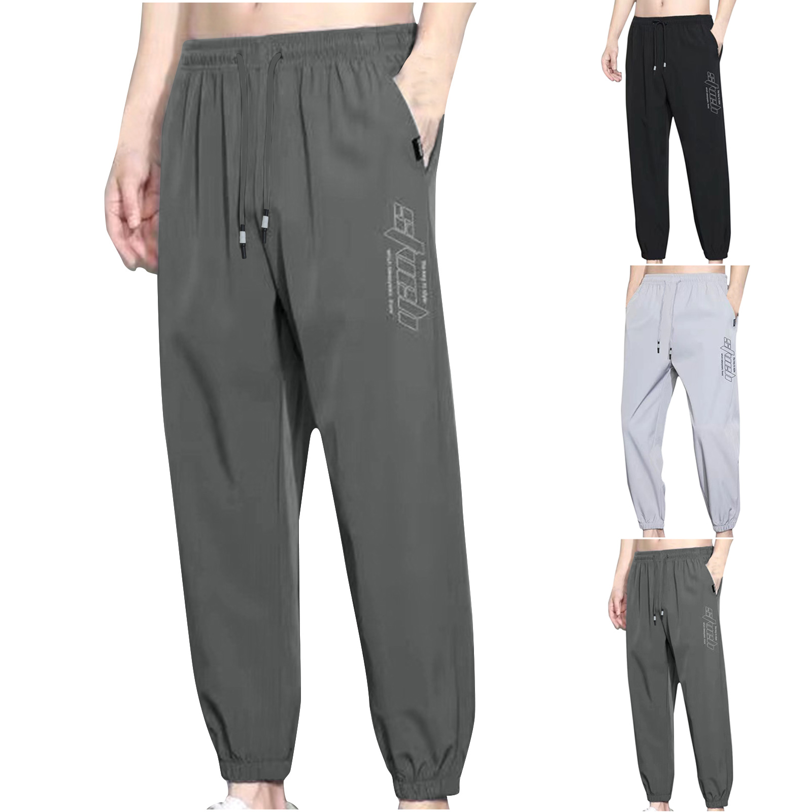 thumbnail video image 2 of Men's Athletic Running Pants Lightweight Workout Gym Joggers Dry Fit Track Active Sweatpants with Zipper Pockets, 2 of 7