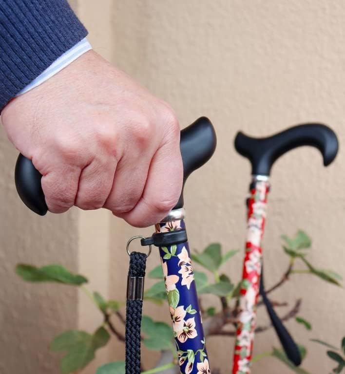 thumbnail video image 2 of KMINA PRO - Folding Canes for Women Adjustable, Blue Flowers Walking Cane for Women, 2 of 7