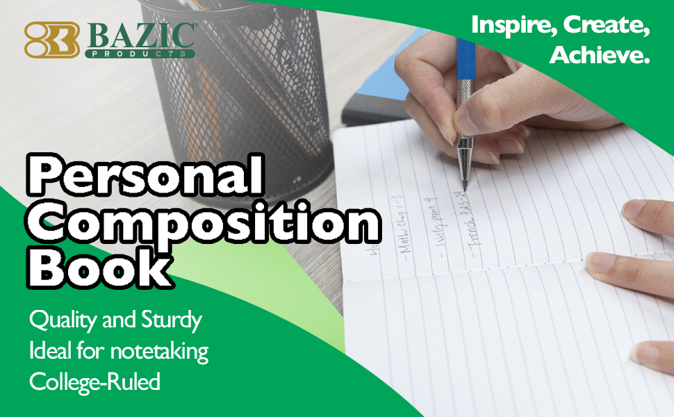 thumbnail video image 2 of BAZIC Poly Cover Composition Book 80 Sheet 5" x 7", Assorted Color, 8-Pack, 2 of 8