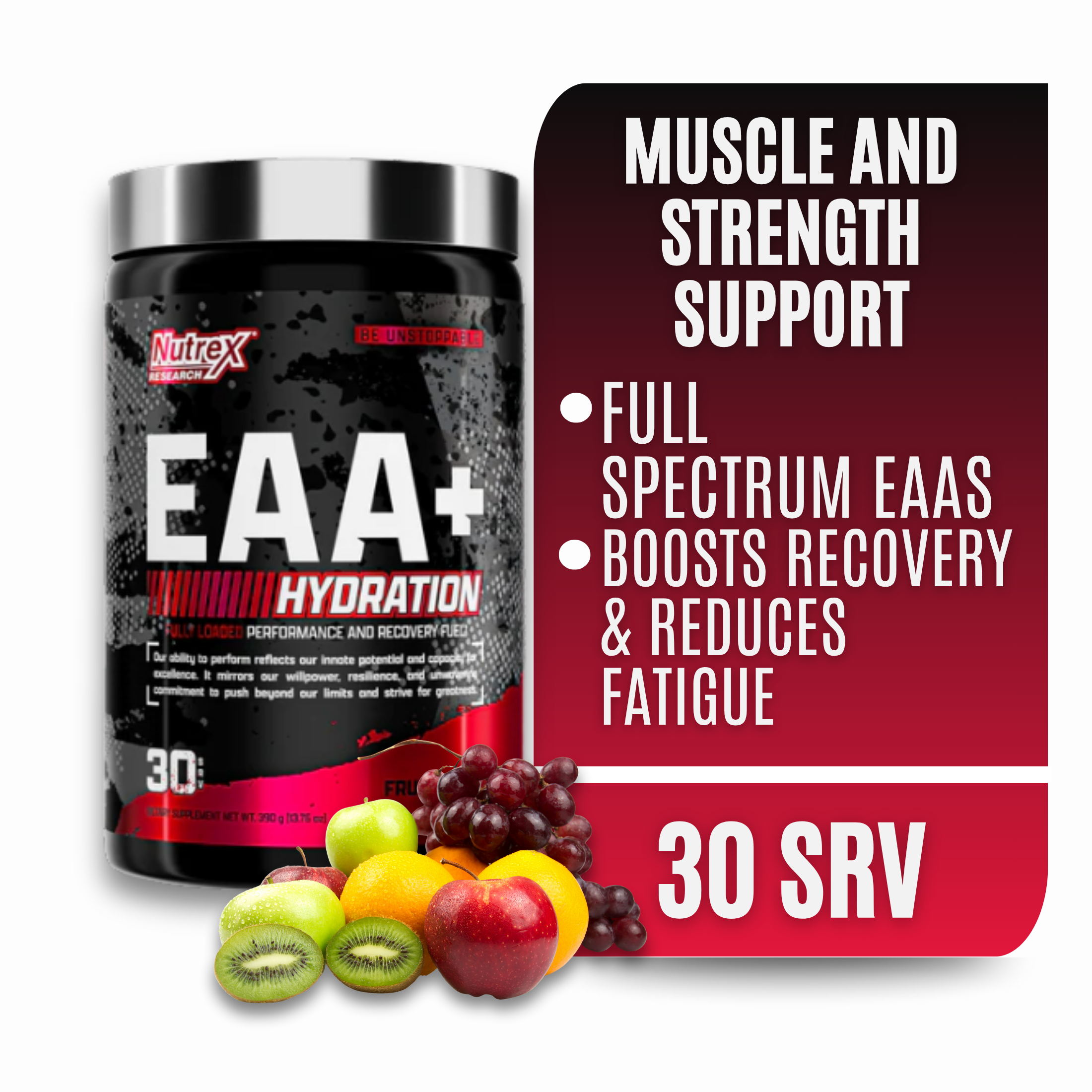 thumbnail video image 2 of Nutrex Research EAA Hydration | EAAs + BCAA Powder | Muscle Recovery, Strength, Endurance | 8G Essential Amino Acids + Electrolytes | Fruit Punch 30 Servings, 2 of 10