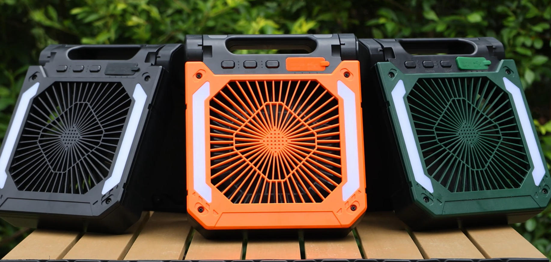 thumbnail video image 2 of Veubew Camping Fan,Battery Operated Fan,20000mAh Rechargeable Personal Fan with Outdoor LED Light,Solar Charging,3 Speed,3 Timers Pivot 90°,Maximum Battery Life 16H for Office,Bedroom,Works, 2 of 10