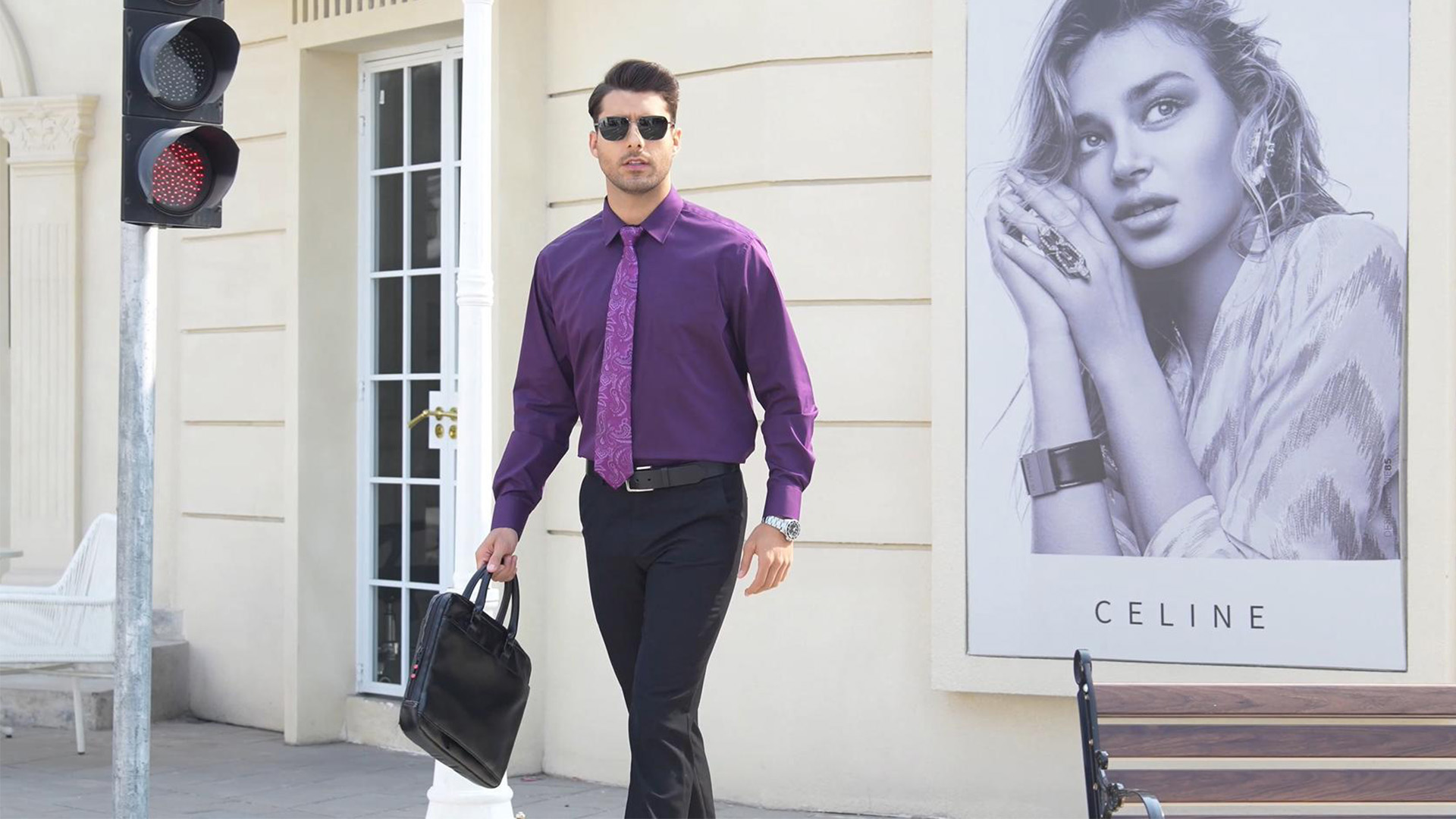 thumbnail video image 2 of Mens Purple Dress Shirts Long Sleeve Casual Solid Wedding Dating Button Down Shirt with Pocket XL, 2 of 8