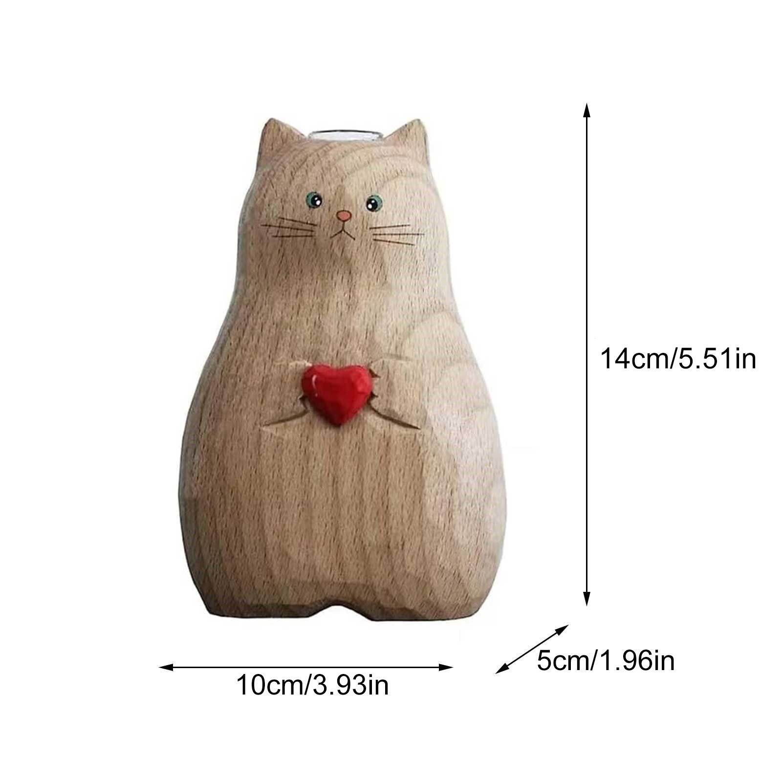 thumbnail video image 2 of Clearance!Zynic Handmade Wooden Cat Vase Solid Wood Handmade Vase Solid Wood Cat Statue Vase Modern Shelf Decor Cat Lover Gift Home Decor for Mantel Party Living Room, 2 of 10