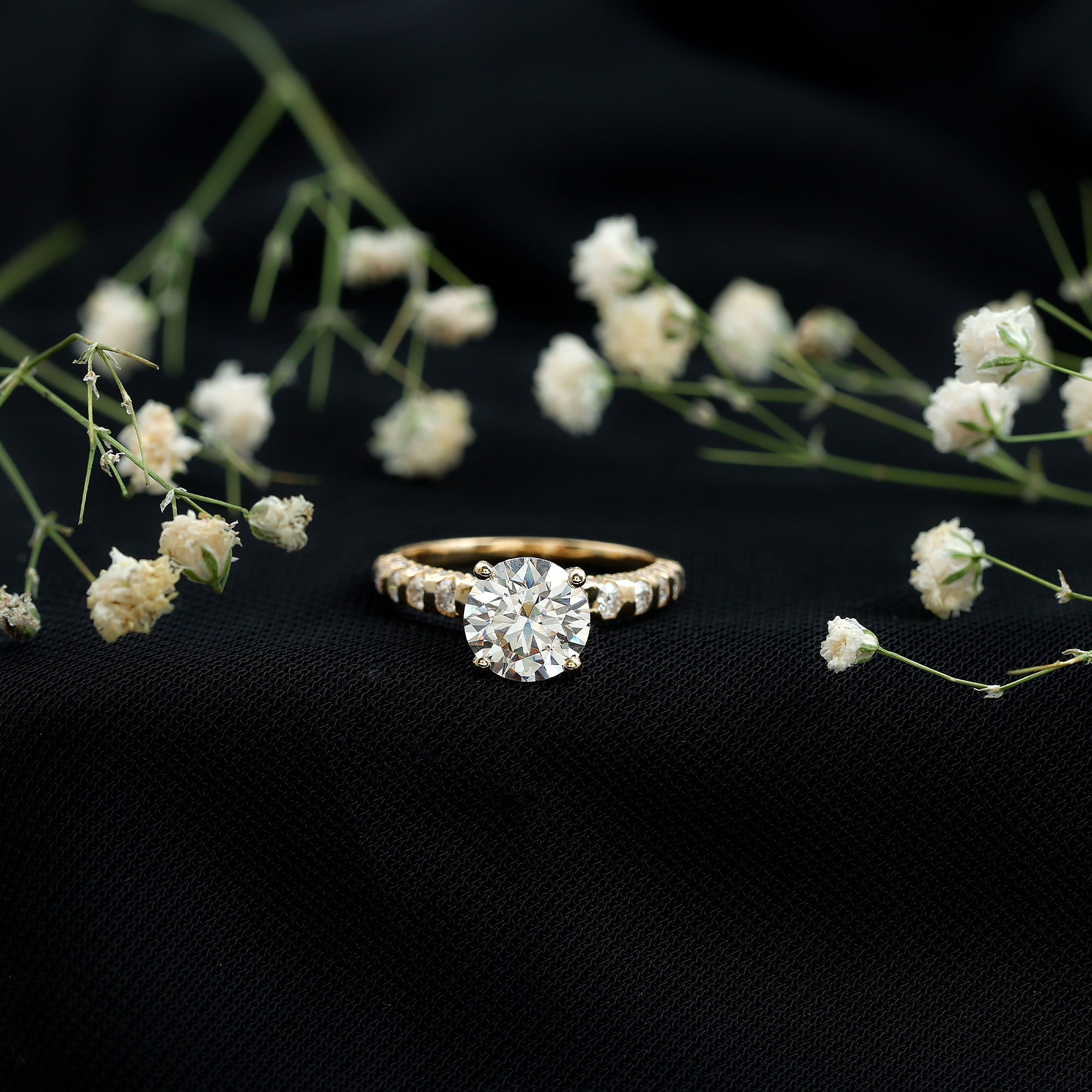 thumbnail video image 2 of Rosec Jewels Circle Engagement Ring 1 Ct - Sterling Silver Moissanite Ring Round 7 mm - D-VS1 Quality Certified with Hallmark, US 6.50, 2 of 8