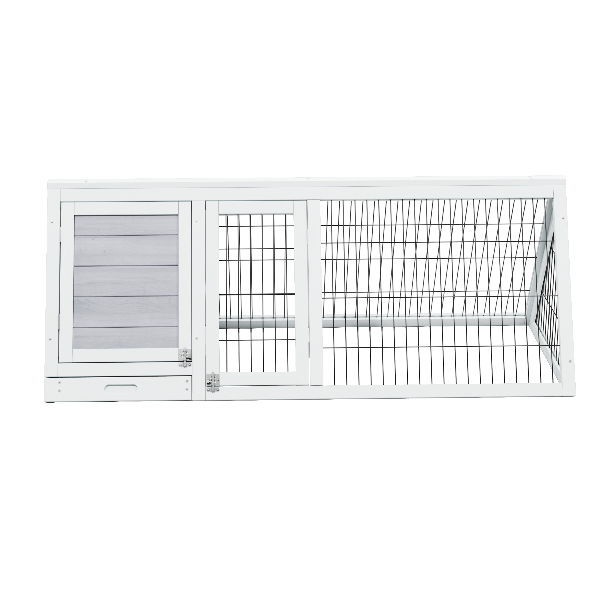 thumbnail video image 2 of Wooden A-Frame Outdoor Rabbit Cage Small Animal Hutch with Outside Run & Ventilating Wire, 2 of 8