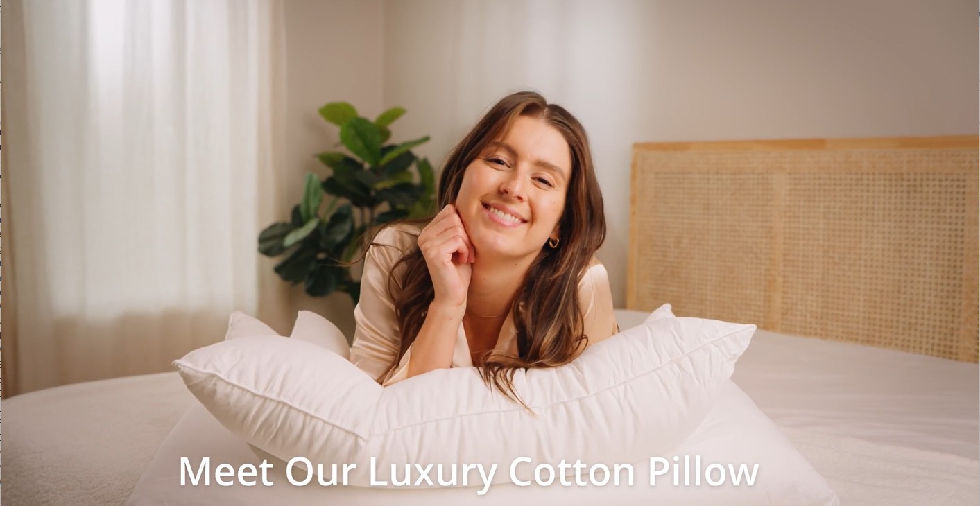 thumbnail video image 2 of CGK Linens Down Alternative Bed Pillows – 100% Cotton Cover, Soft Hotel Quality Pillows for Side, Back & Stomach Sleepers, 2 of 5