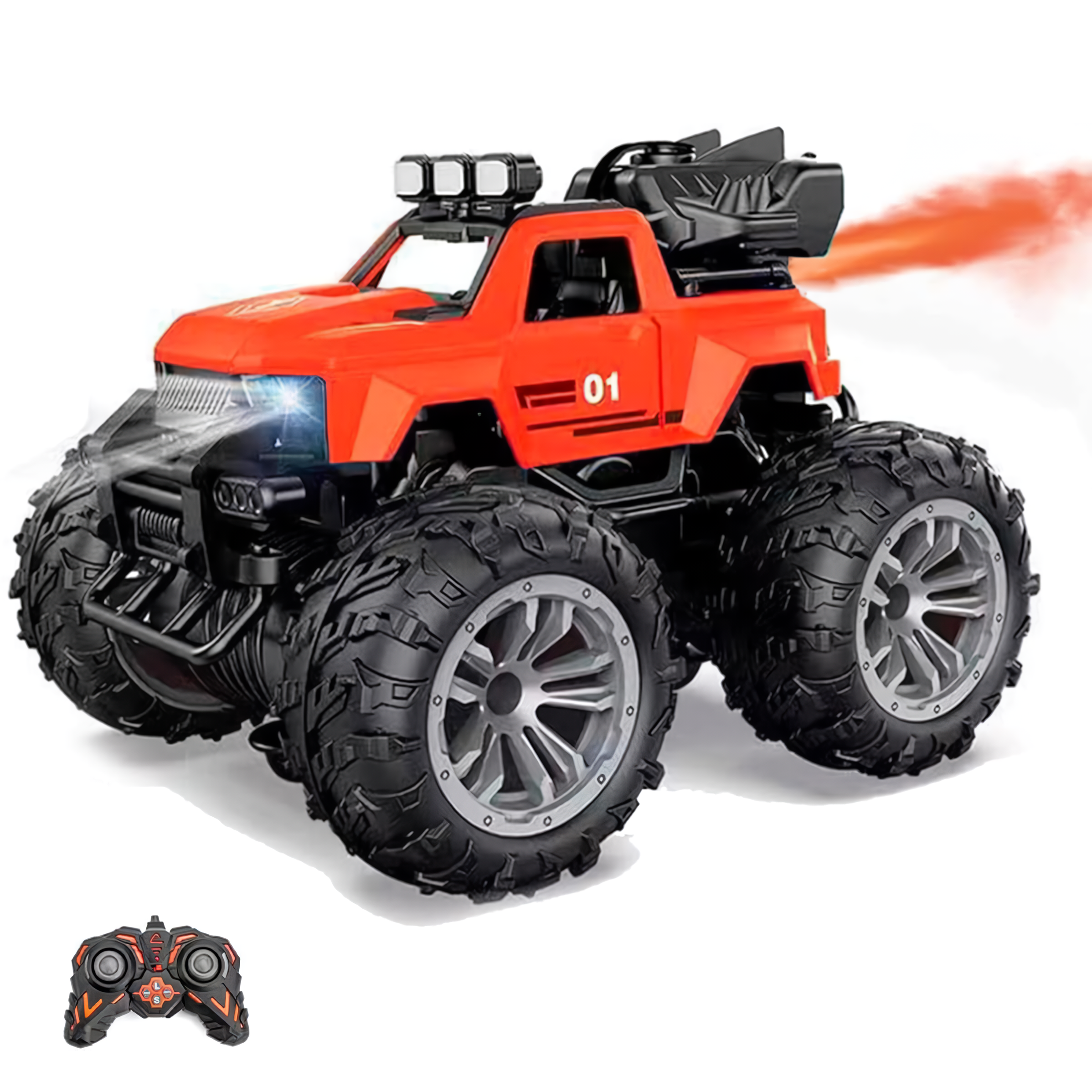 thumbnail video image 2 of HNH Remote Control Car, 1:18 All Terrain RC Cars, 15Km/h with LedLight and Two Rechargeable Batteries, Off Road Racing Car Toys for Kids, Green, 2 of 7