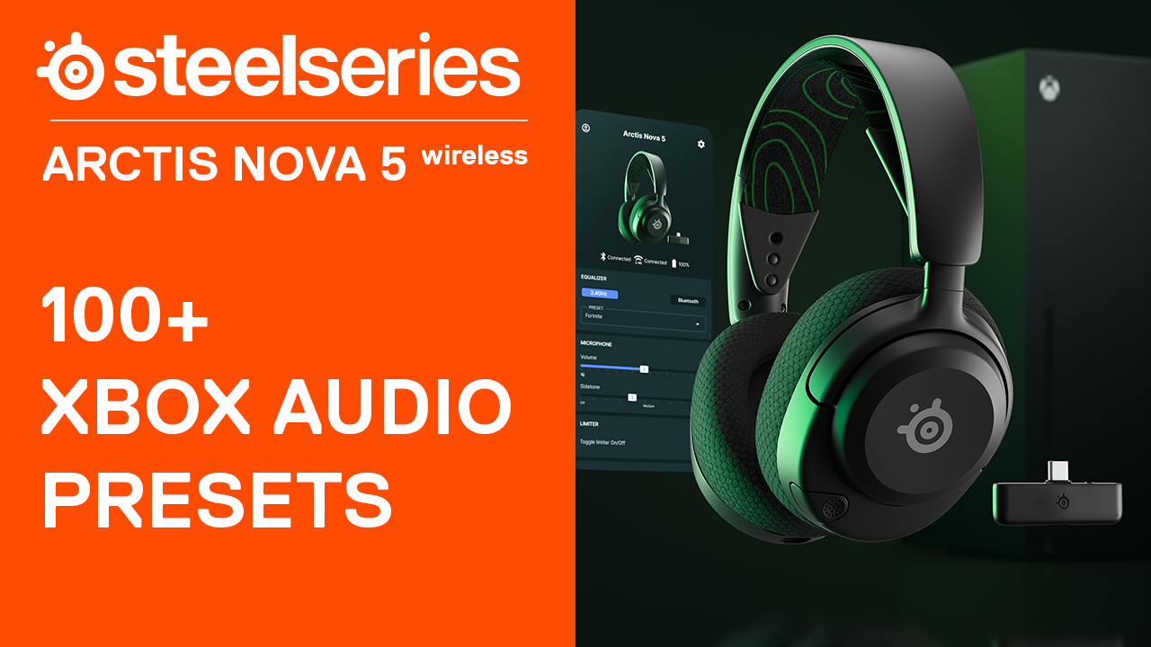 thumbnail video image 2 of SteelSeries Arctis Nova 5X Wireless Gaming Headset — Xbox, PC, PlayStation, Nintendo Switch, Mobile - Black - USB C, 2 of 17