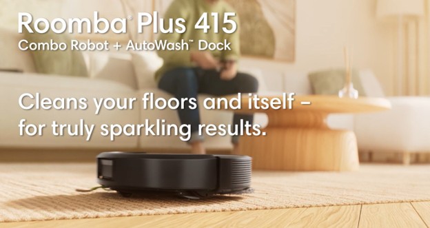 thumbnail video image 2 of iRobot Roomba Plus 415 Combo Robot Vac & Mop AutoWash Dock, Cleans & Heat Dries Mop, Up to 90 Day Auto empty, Intense suction, 2x Deeper Mopping, Ideal for Homes with Pets & Kids, Model G285020, 2 of 12