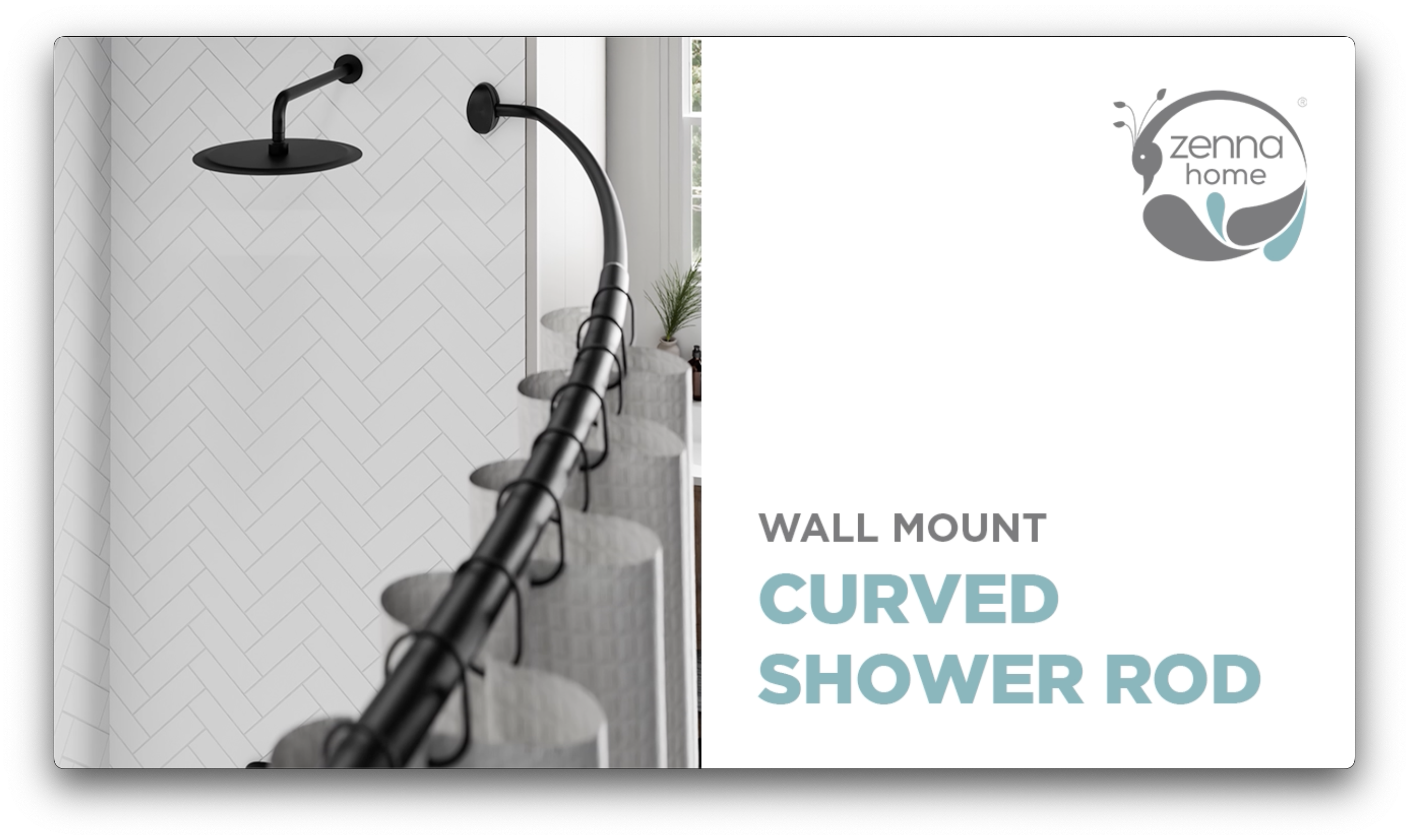 thumbnail video image 2 of Zenna Home NeverRust Aluminum Adjustable Curved Shower Curtain Rod, 44" to 72", Bronze, 2 of 7