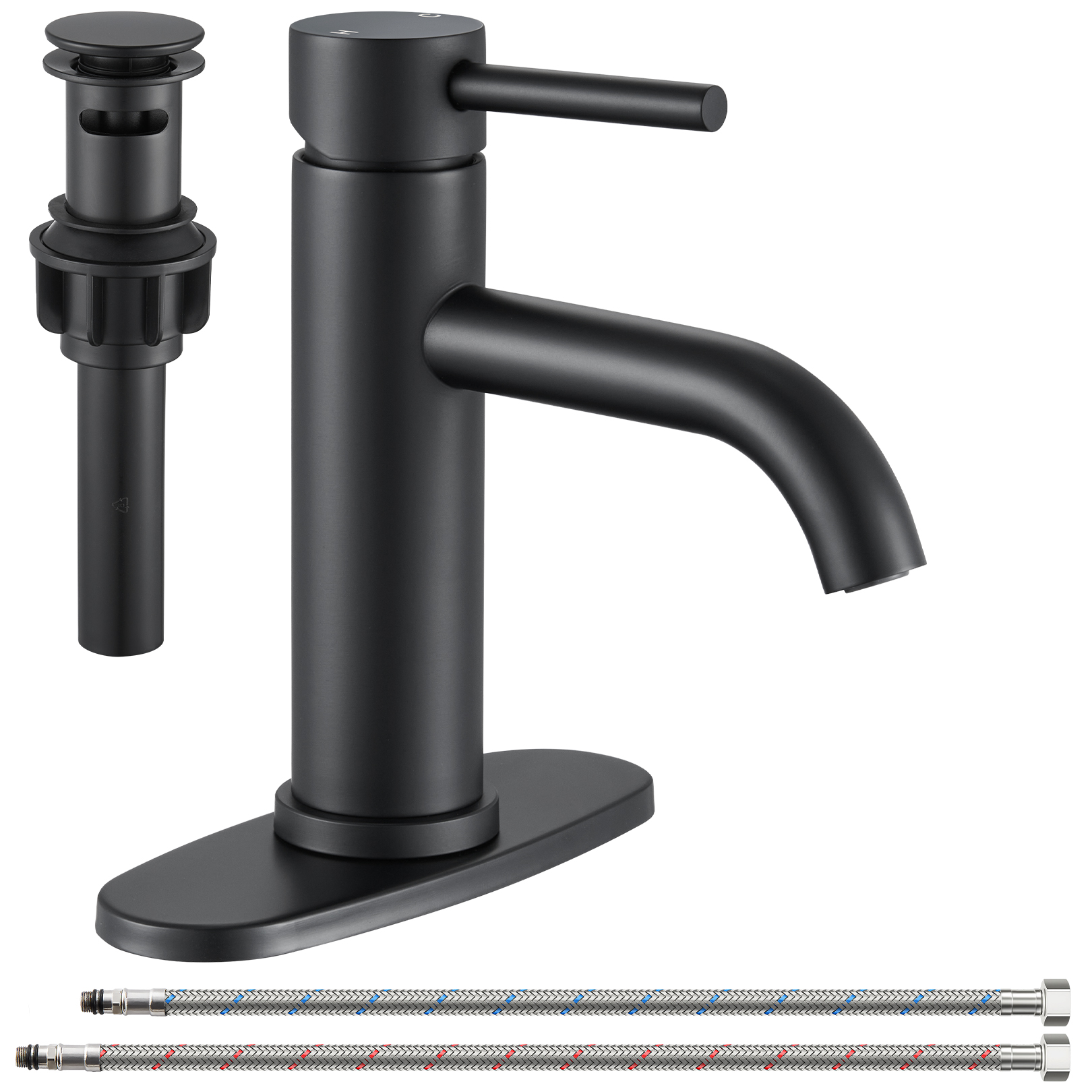 thumbnail video image 2 of Wowkk Sanitary Ware Bathroom Faucets Stainless Steel Single Handle Bathroom Sink Faucet with Pop up Drain and PEX Encrypted Hose, Modern Bathroom Faucets for Sink 1 or 3 Holes, Brushed Nickel, 2 of 11