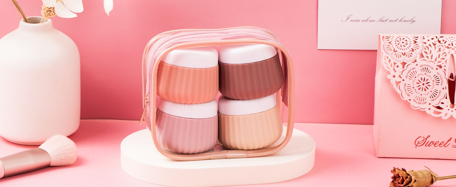 thumbnail video image 2 of Micebay Travel Containers for Toiletries 4 Pack, TSA Approved Travel Size Toiletries, Travel Size Containers, With Clear Bag Leak Proof Silicone Jars, Travel Essentials Creams Jars Carrying Small Ite, 2 of 16