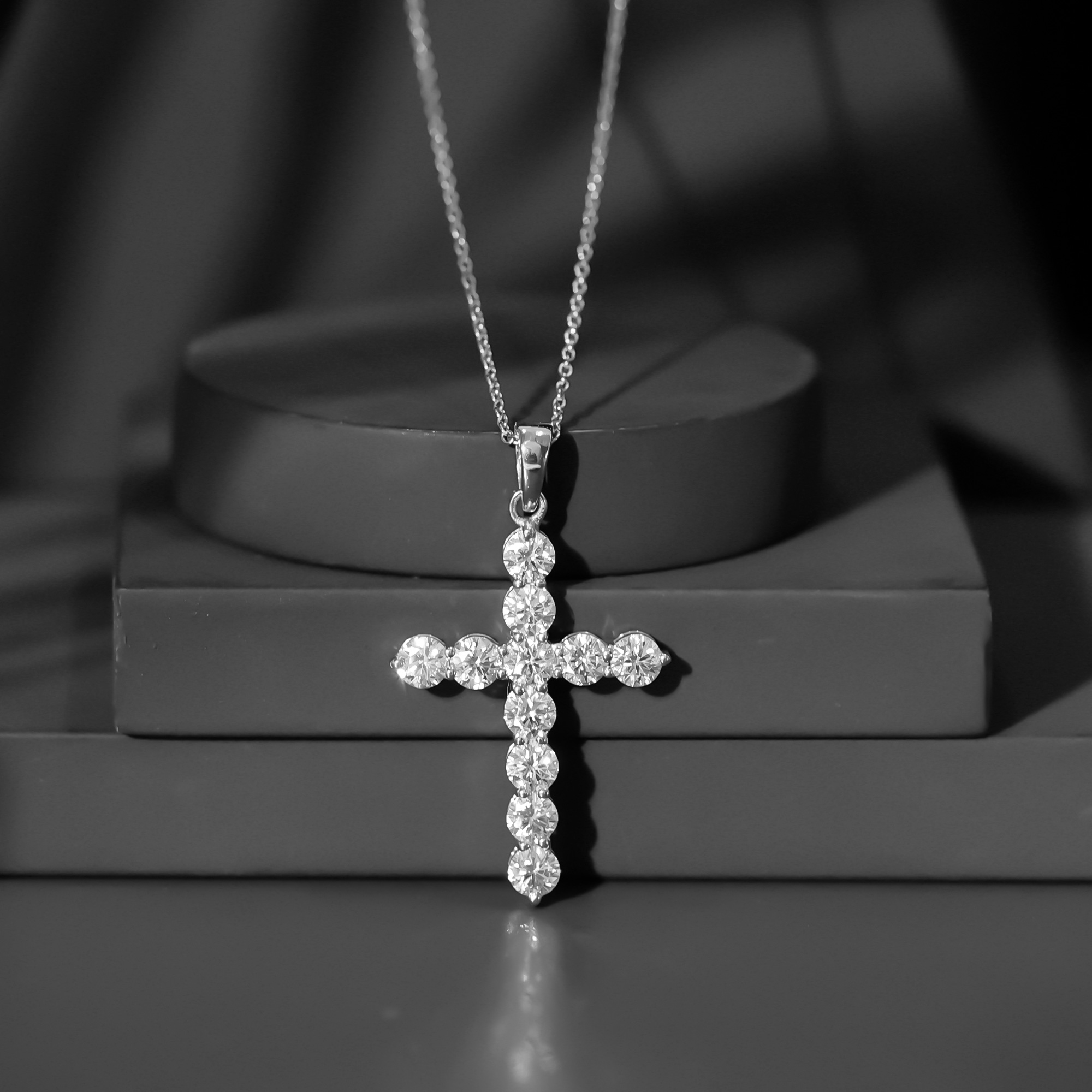 thumbnail video image 2 of Rosec Jewels Lab Grown Diamond Cross Necklace Pendant with Chain (EF-VS Quality) - Ready to Gift for Christmas, 925 Sterling Silver, 2 of 8
