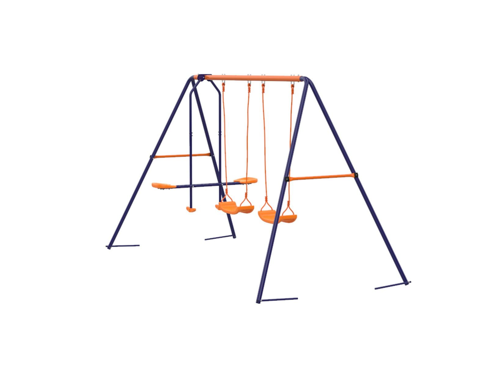 ZENSTYLE Double Metal Swing Set w/2 Saucer Seats, Seesaw