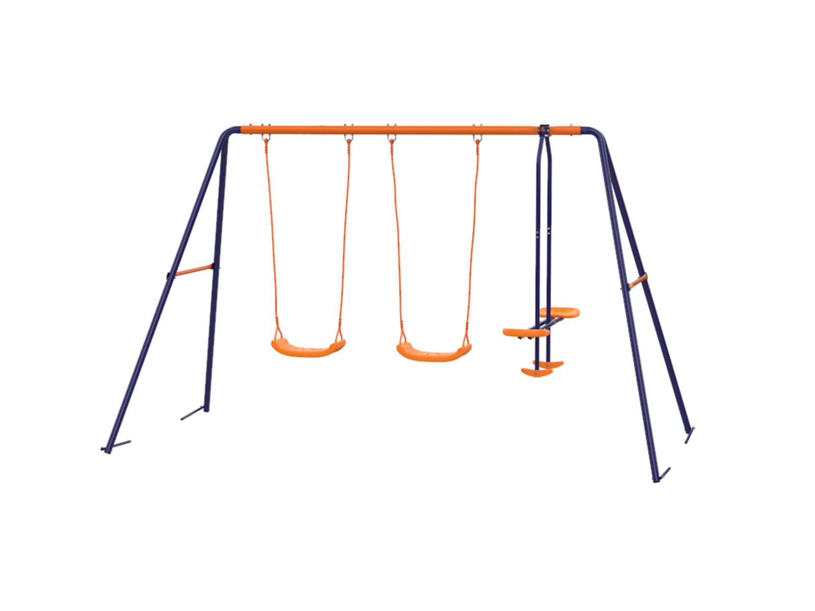 ZENSTYLE Double Metal Swing Set W/ 2 Saucer Swing Seats, 1 Seesaw for  Outdoor, Backyard - Kids Toddler Toy, All Weather Resistant