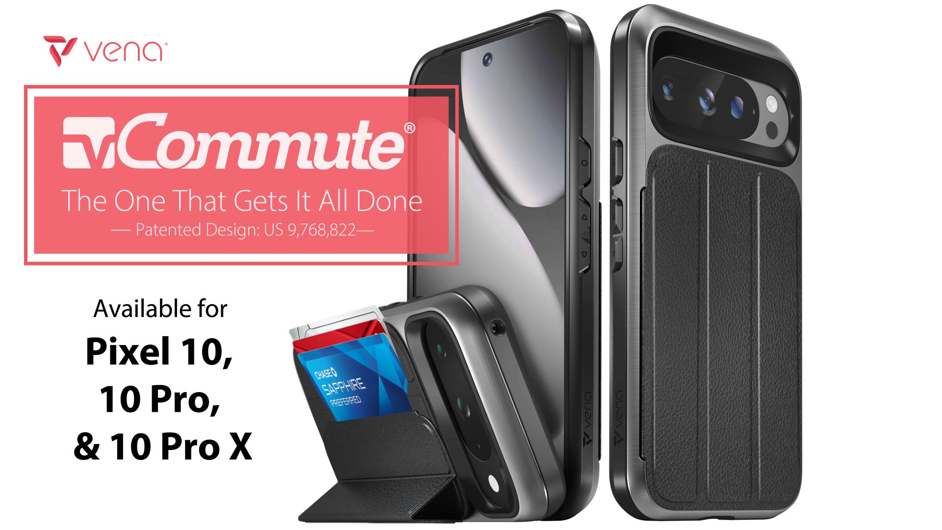 thumbnail video image 2 of Vena vCommute For Google Pixel 10/10 Pro Case Wallet, Case with Stand Leather Card Holder [Military Grade Drop Protection], Black, 2 of 9