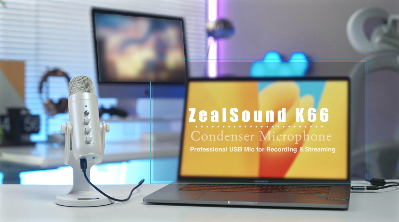 ZealSound USB Microphone, Noise-Canceling with Quick Mute, Gaming