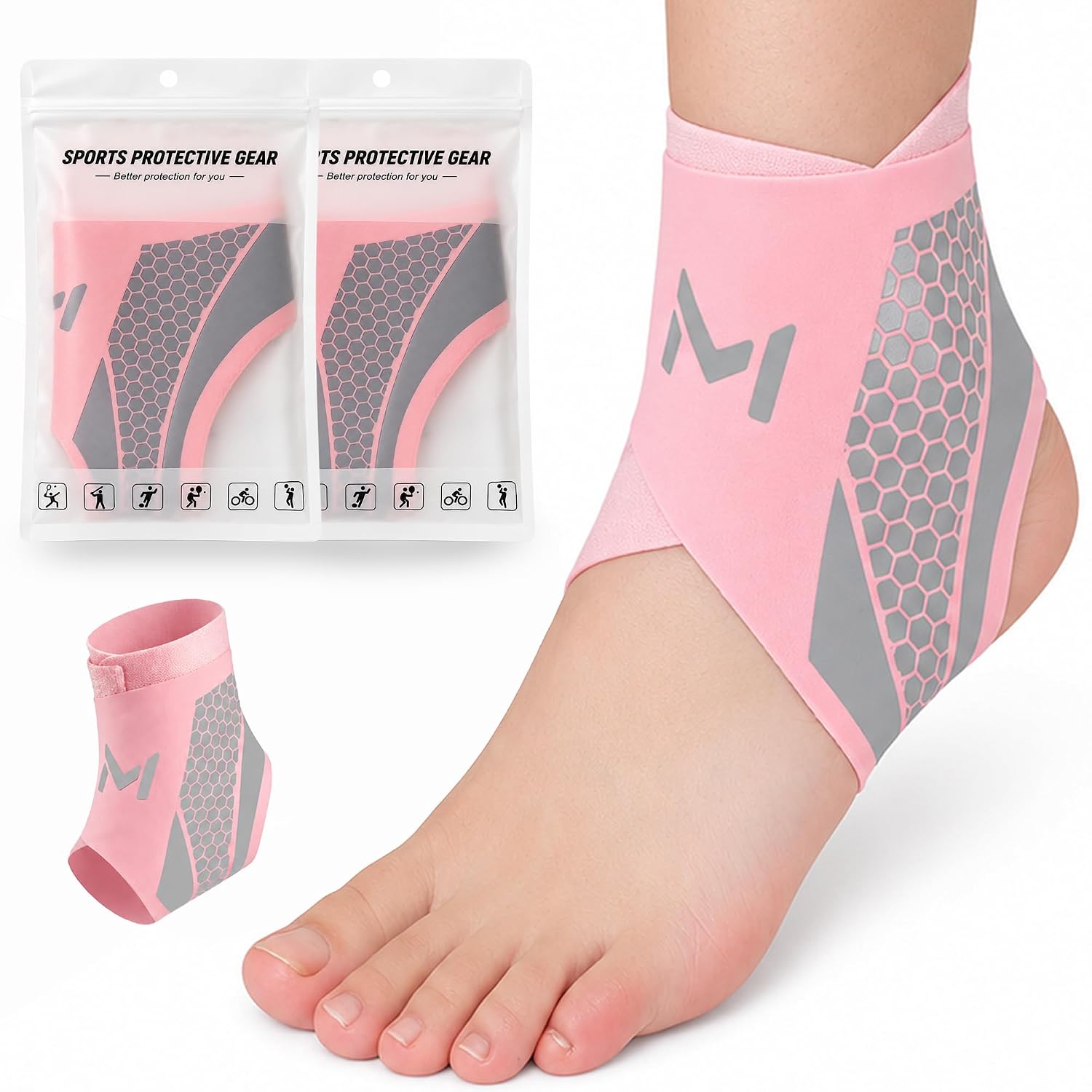 thumbnail video image 2 of Breathable Sports Ankle Brace, Compression Sprain-Prevention & Lightweight for Men Women, Ultrathin High-Elastic Ankle Wraps for Basketball Soccer & Fitness, 2 of 9