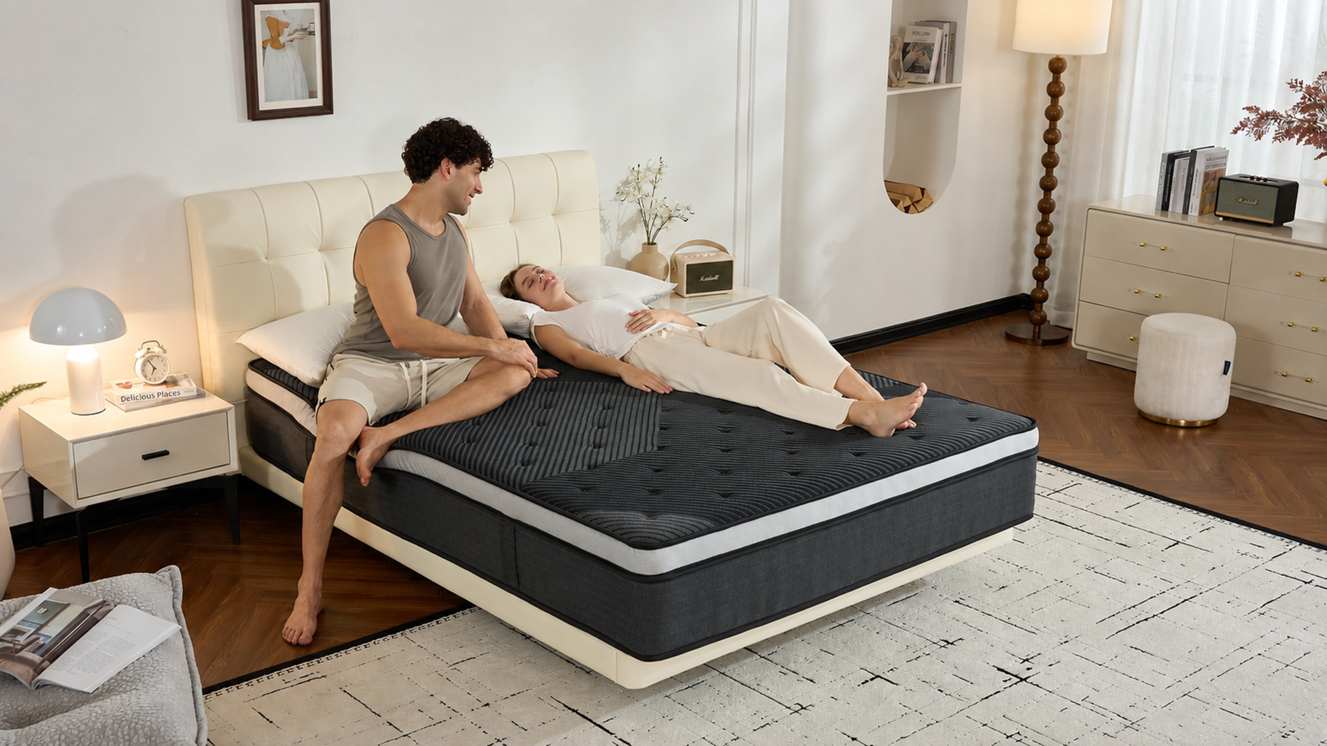 thumbnail video image 2 of LaoGeoRon Queen Mattress 12 Inch, Queen Size Hybrid Mattresses in a Box, Medium Firm Memory Foam & Individual Pocket Springs, Fiberglass Free Queen Bed Mattress, 2 of 11