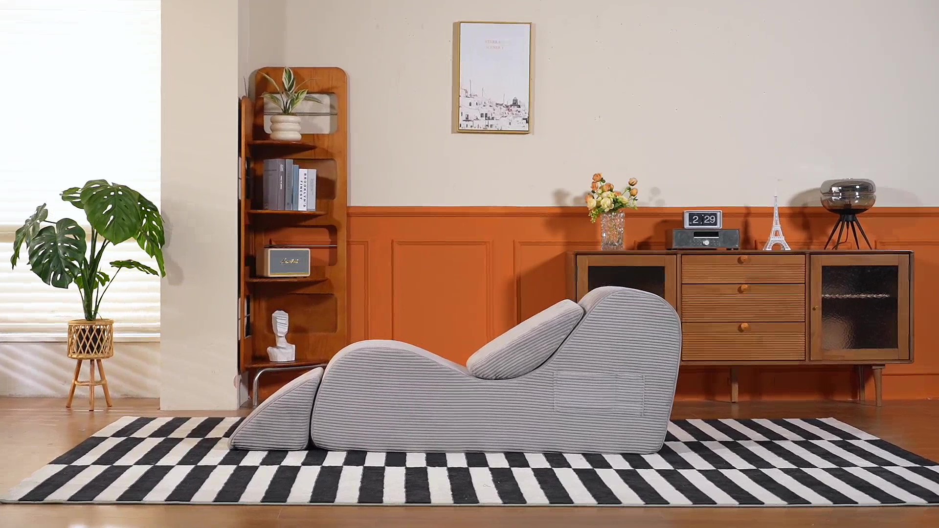 WHGBJA Yoga Curve Chair, Ergonomic Corduroy Lounge Sofa With