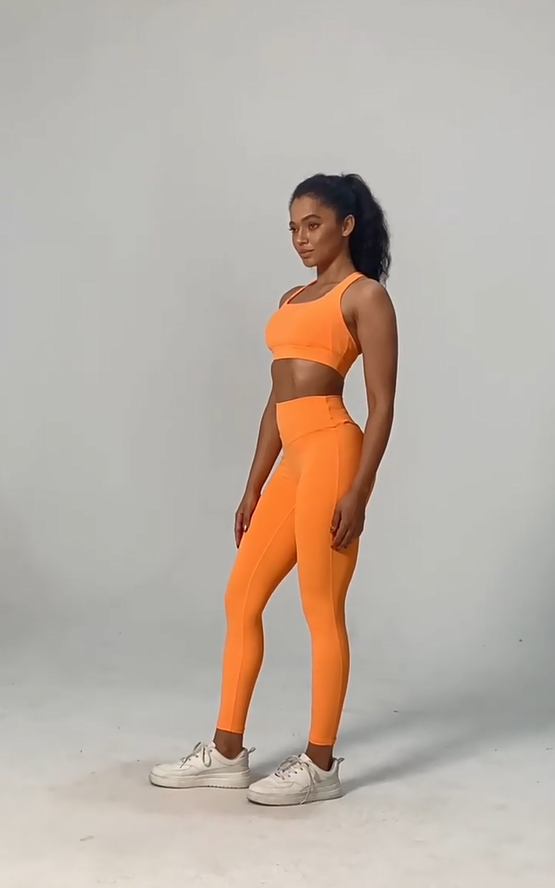 thumbnail video image 2 of Maoxin Womens Leggings Women's Solid Color High Waisted Hip Elastic Fitness And Sports Tight And Nude Yoga Long Pants Pants for Women Orange XS, 2 of 6