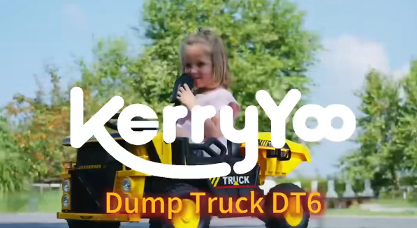 thumbnail video image 2 of Kerry Yoo Ride on Dump Truck, 12V Kids Construction Vehicles Tractor, with Dump Bed, Shovel-Yellow, 2 of 7