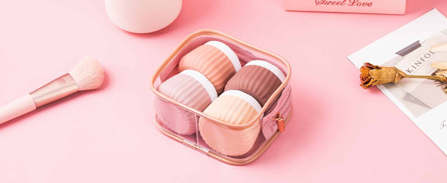 thumbnail video image 2 of Mrsdry Travel Containers for Toiletries 4 Pack, TSA Approved Travel Size Toiletries, Travel Size Containers, With Clear Bag Leak Proof Silicone Jars, Travel Essentials Creams Jars Carrying Small Item, 2 of 16