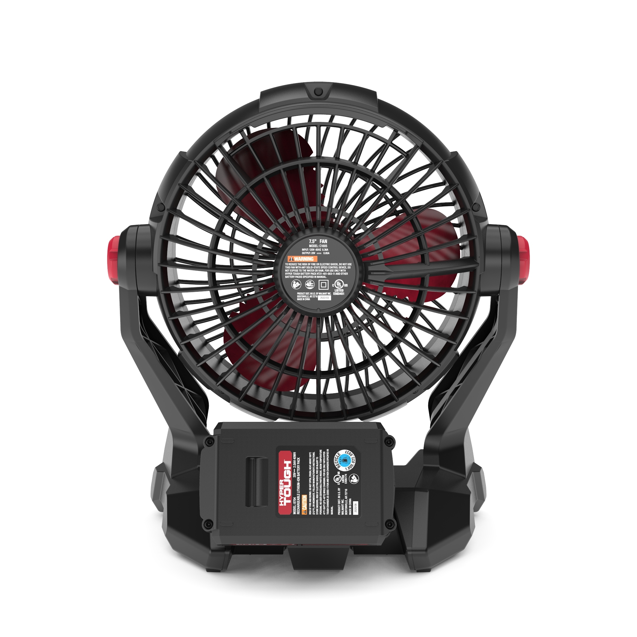 Hyper Tough 7.5 in. Cordless Fan with Hybrid Power, C1005 