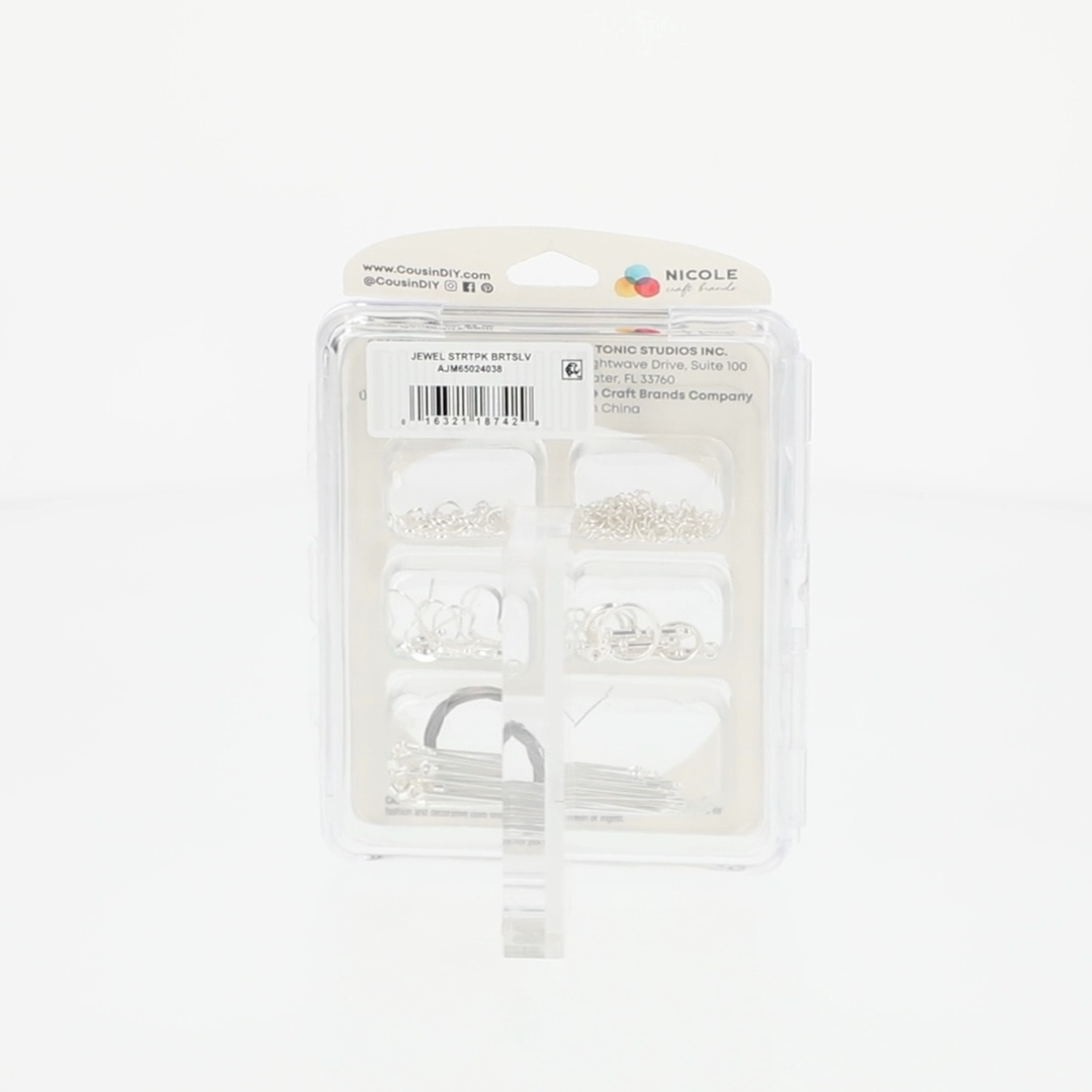 2 pack) Cousin DIY Bright Silver Jewelry Findings Starter Value