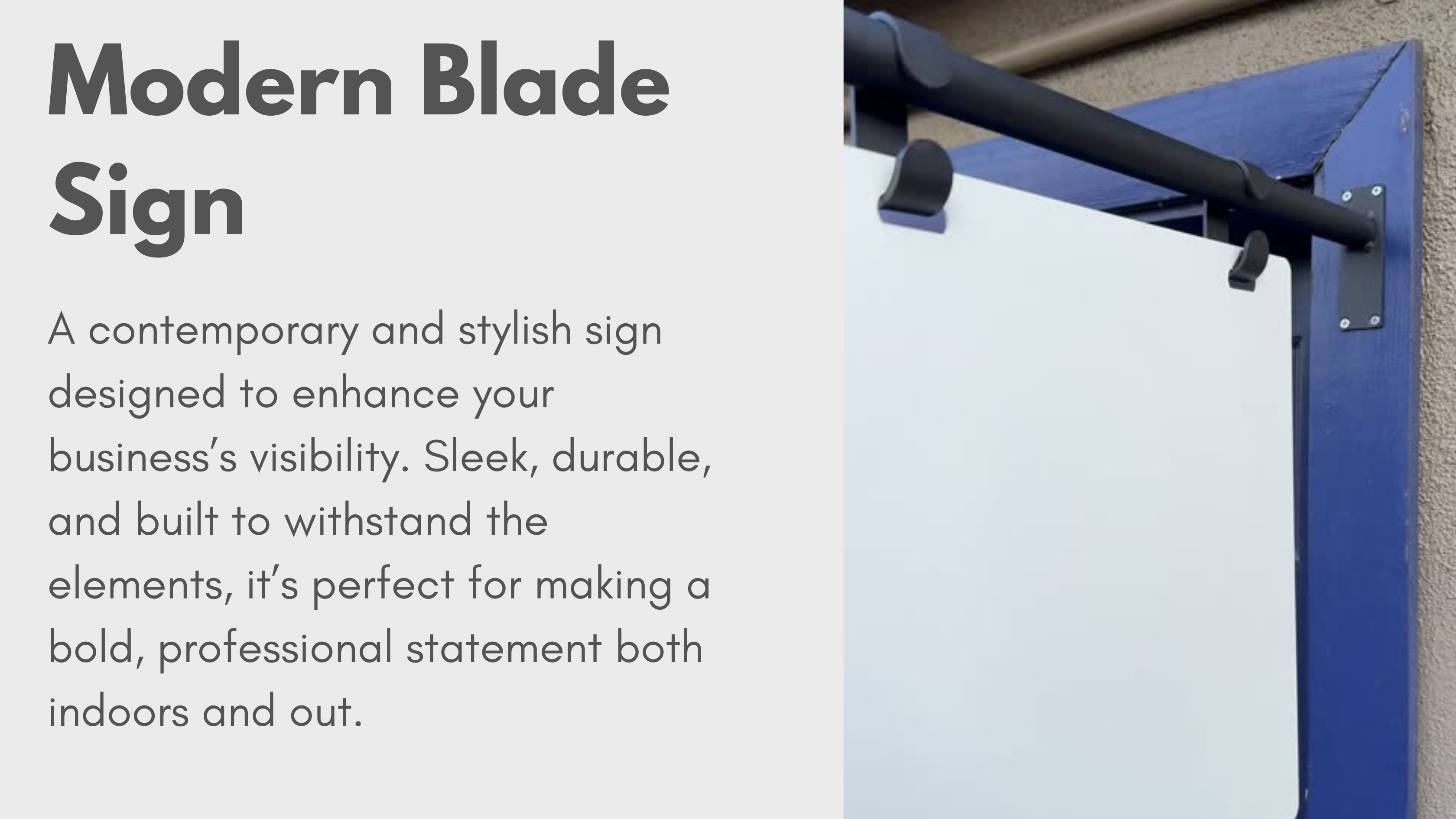 thumbnail video image 2 of Metal Hanging Wall Blade Double Sided Sign, Modern Minimalist Storefront Business Display Cafe Flag Sign w/Metal Magnetic Plate (White Frame/White Board), 2 of 7