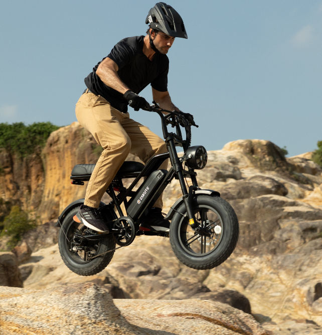 thumbnail video image 2 of ESKUTE Electric Black Bike for Adults – 750W Motor 48V 13Ah Battery, 20MPH, 16"x4.0" Fat Tire E-Moped, 7-Speed, Up to 60 Miles, E-Bike for Adul UL2849, 2 of 10